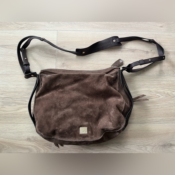 Handbags - Brown Suede Crossbody Bag
